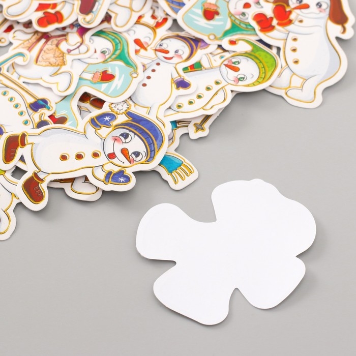 Наклейки для творчества Наклейки для творчества "Снеговички-оболтусы" тиснение золото набор 48 шт 9х7х0,8 см