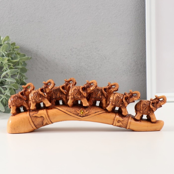 Сувенир полистоун Сувенир полистоун "Семь слонов на бивне" под дерево 4,6х29х10 см