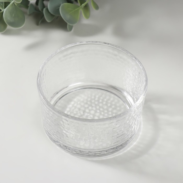 Подсвечник стекло на 1 свечу Подсвечник стекло на 1 свечу "Мятый круг" прозрачный 8,8х8,8х5 см