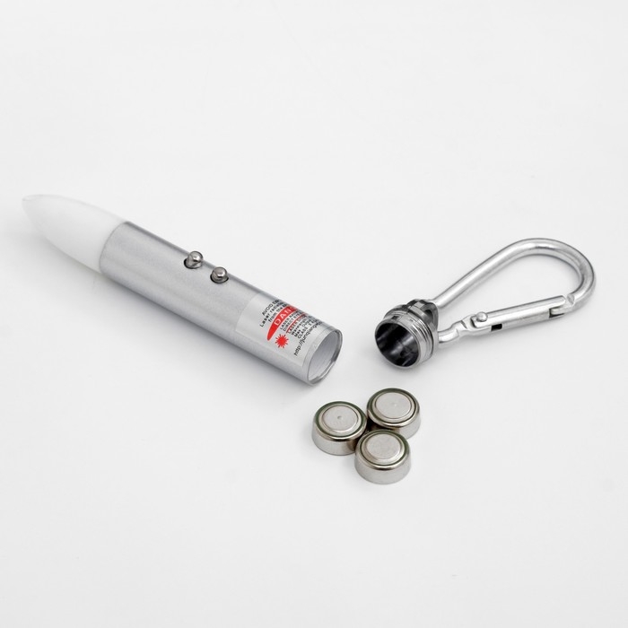 Лазерная указка  Лазерная указка "Мастер К", с карабином, 3 LR44, 2 х 2 х 8.5