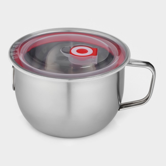 Кружка из нержавеющей стали с вакуумной крышкой, 1,3 л, d=15 см Кружка из нержавеющей стали с вакуумной крышкой, 1,3 л, d=15 см