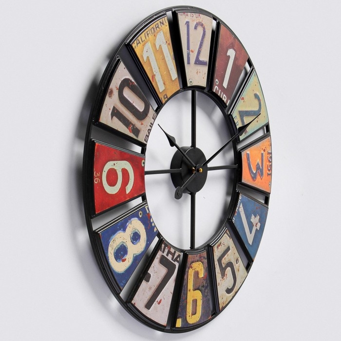 Часы настенные, серия: Лофт, Часы настенные, серия: Лофт, "Номера", плавный ход, d-50 см