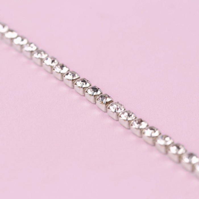 Цепь со стразами, металл, стекло, 3,5 мм, 9 ± 1 м, цвет серебряный Цепь со стразами, металл, стекло, 3,5 мм, 9 ± 1 м, цвет серебряный