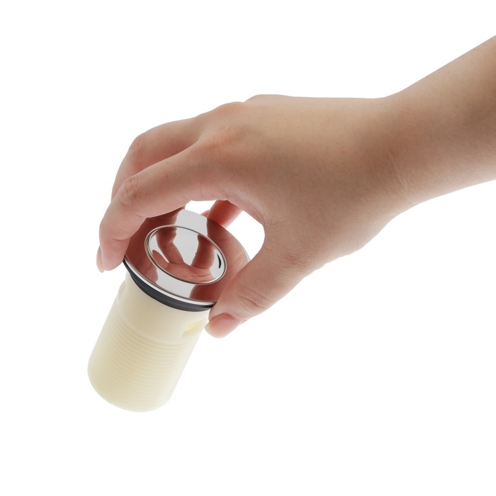 Донный клапан ZEIN BP3, корпус пластик, малая кнопка, нержавеющая сталь, с переливом Донный клапан ZEIN BP3, корпус пластик, малая кнопка, нержавеющая сталь, с переливом