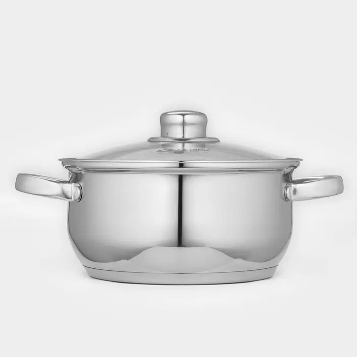 Кастрюля Катунь &laquo;Гретта&raquo;, 3.2 л, d=20 см, с крышкой, капсульное дно, индукция, нержавеющая сталь, AISI - 201, хромированная