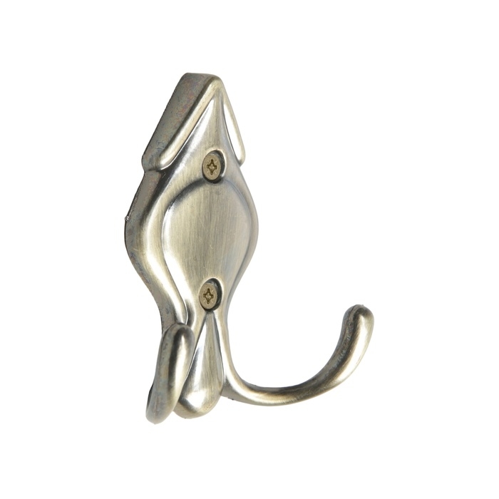 Крючок мебельный ТУНДРА TKD025, двухрожковый, бронза Крючок мебельный ТУНДРА TKD025, двухрожковый, бронза