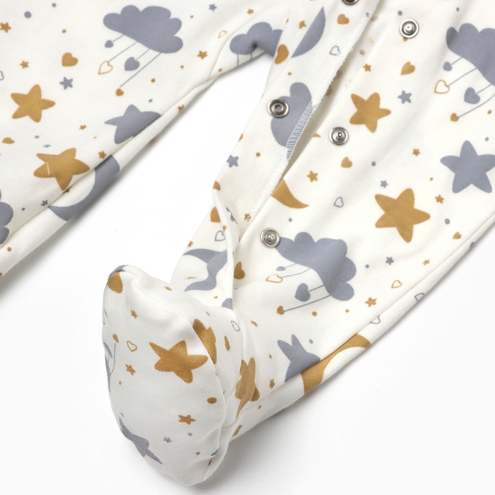 Комбинезон детский закрытые ножки, цвет белый/звёздочки, рост 80 см