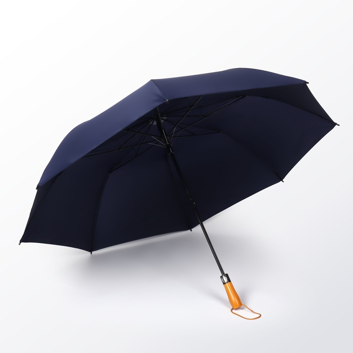 Зонт полуавтоматический «Однотонный», эпонж, 3 сложения, 8 спиц, R = 60/70 см, D = 140 см, цвет синий Зонт полуавтоматический «Однотонный», эпонж, 3 сложения, 8 спиц, R = 60/70 см, D = 140 см, цвет синий