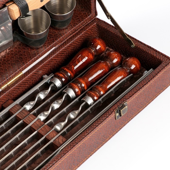 Набор с шампурами подарочный  Набор с шампурами подарочный "Элит-М" в коробке из эко-кожи №11