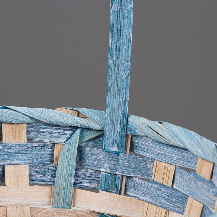 Корзина плетеная 19х9/34 см, бирюзовый, бамбук Корзина плетеная 19х9/34 см, бирюзовый, бамбук