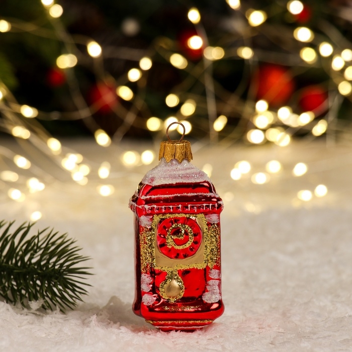 Ёлочное украшение Ёлочное украшение "Часы-тумба" красный,, в подарочной упаковке h-9см