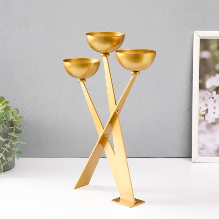 Подсвечник металл на 3 свечи d=8 см "Николь" 23х8х33,5 см