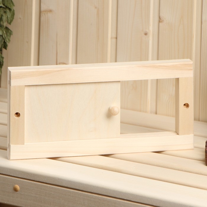 Вентиляционная крышка из липы, 30х17см, с задвижкой, Вентиляционная крышка из липы, 30х17см, с задвижкой, "Добропаровъ"