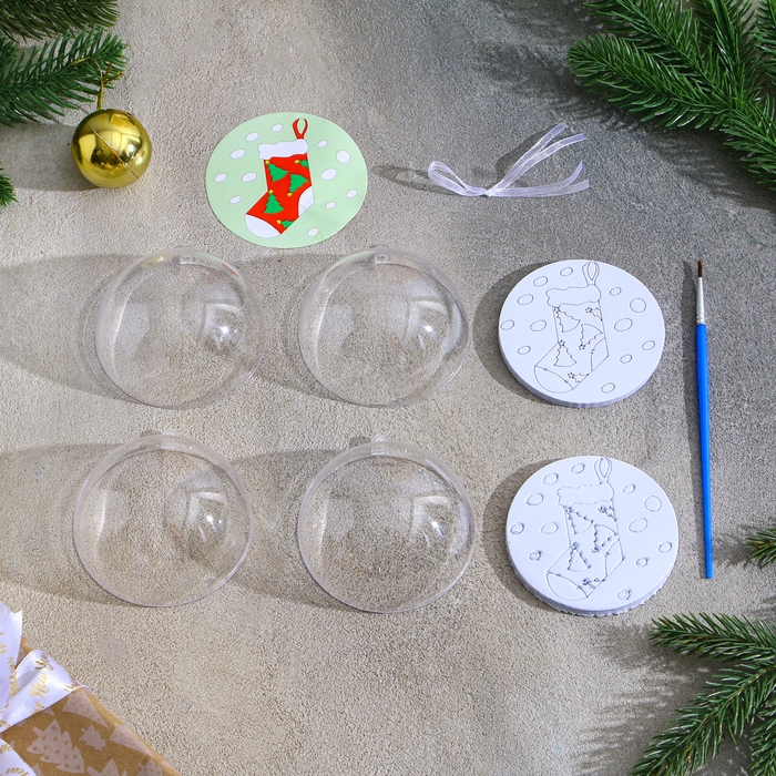 Ёлочное украшение под раскраску «Ёлочки» размер: 8 см; 2 шт., кисть Ёлочное украшение под раскраску «Ёлочки» размер: 8 см; 2 шт., кисть