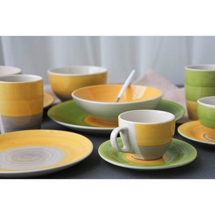 Салатник керамический Доляна «Подсолнух», 800 мл, d=14 см, цвет зелёный