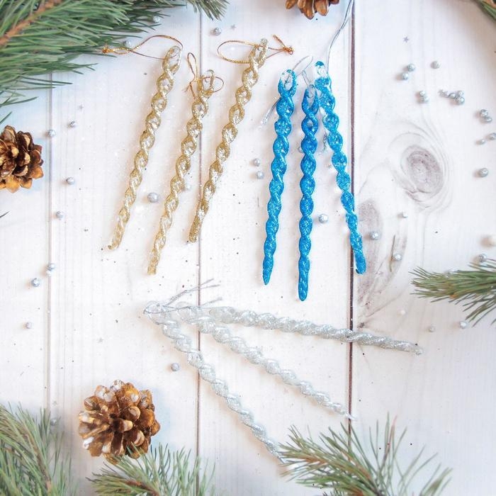 Украшение ёлочное Украшение ёлочное "Сосулька - серпантин" (набор 8 шт) 12,5 см, микс