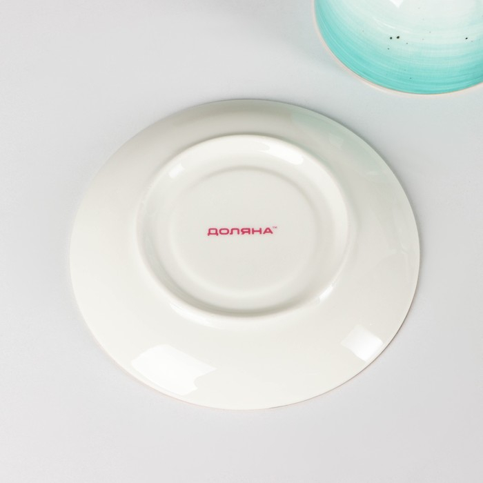 Чайная пара фарфоровая Доляна «Млечный путь», 2 предмета: чашка 220 мл, блюдце d=13,5 см, цвет бирюзовый Чайная пара фарфоровая Доляна «Млечный путь», 2 предмета: чашка 220 мл, блюдце d=13,5 см, цвет бирюзовый