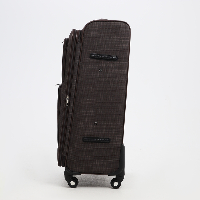 Чемодан большой 95 л (L), отдел на молнии, с расширением, кодовый замок, 4 колеса, 2 наружных кармана, цвет коричневый Чемодан большой 95 л (L), отдел на молнии, с расширением, кодовый замок, 4 колеса, 2 наружных кармана, цвет коричневый