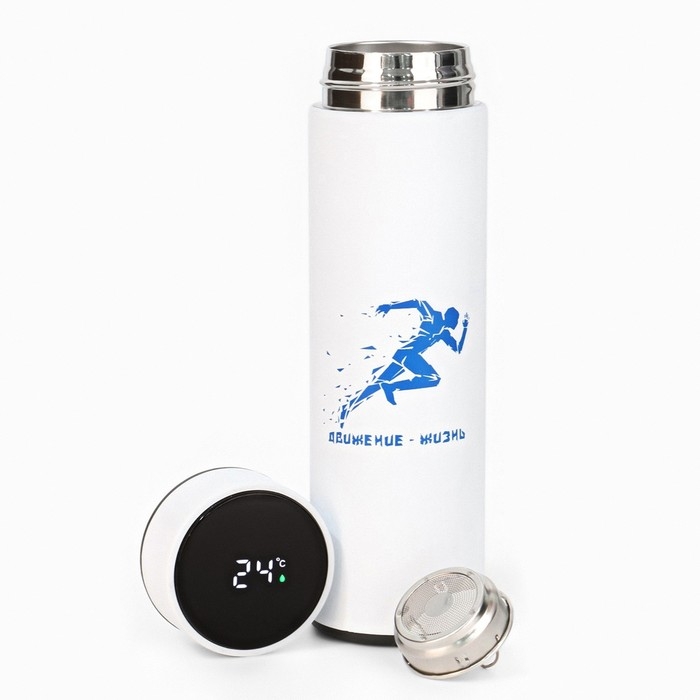 Термос, 500 мл, Basic Термос, 500 мл, Basic "Мастер К", с ситечком, с датчиком температуры, сохраняет тепло 10 ч