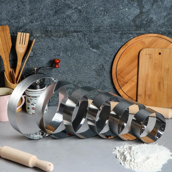 Набор форм для выпечки и выкладки «Круг», d-20 см, h-5 см, 6 шт Набор форм для выпечки и выкладки «Круг», d-20 см, h-5 см, 6 шт