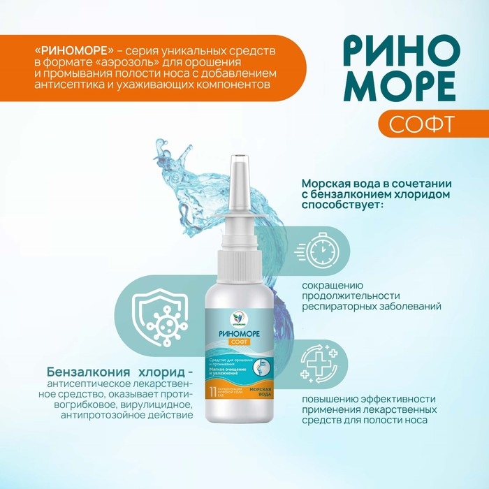 Спрей назальный РиноМоре Софт, 50 мл Спрей назальный РиноМоре Софт, 50 мл