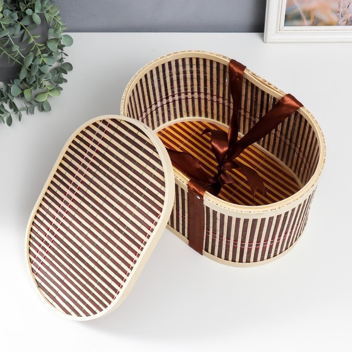 Шкатулка бамбук Шкатулка бамбук "Бант" овальная 19х20х30 см