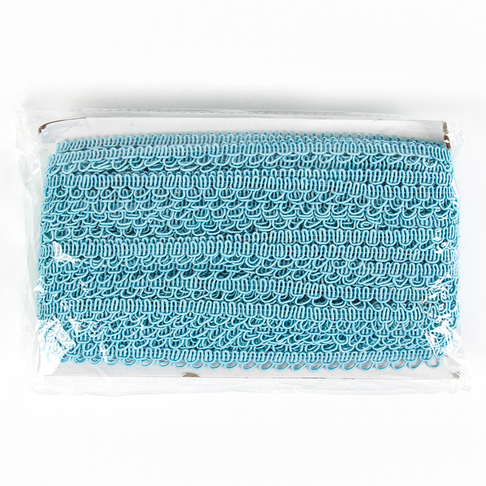 Тесьма «Фестоны», ширина 1,3 см., в упаковке 50 м., голубая Тесьма «Фестоны», ширина 1,3 см., в упаковке 50 м., голубая