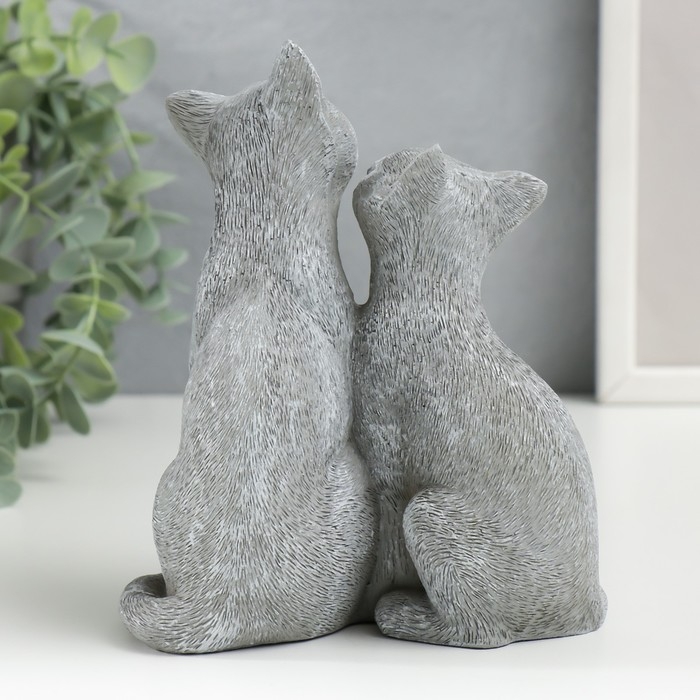 Сувенир полистоун Сувенир полистоун "Кот и кошка - умывание" серый 15х8х13 см