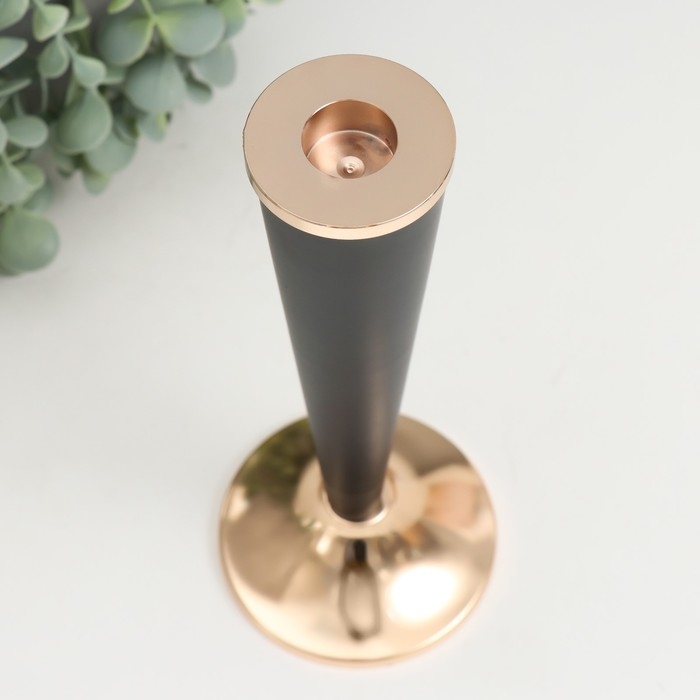 Подсвечник металл на 1 свечу  Подсвечник металл на 1 свечу "Эвиан" d=1,5 см чёрный с золотом 9х22 см