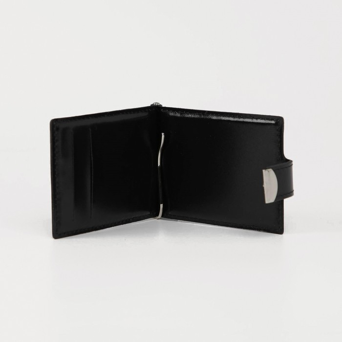 Зажим для купюр на кнопке, для монет, для карт, цвет чёрный