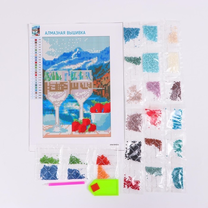 Алмазная мозаика с полным заполнением на холсте «Вино», 20 х 30 см