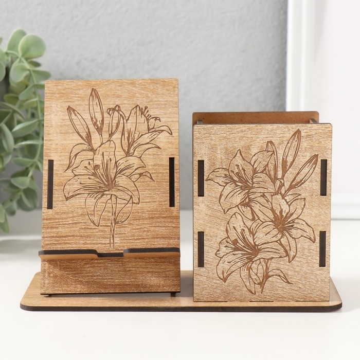 Органайзер настольный Органайзер настольный "Лилии" 18х12,5х9 см (набор 9 деталей)