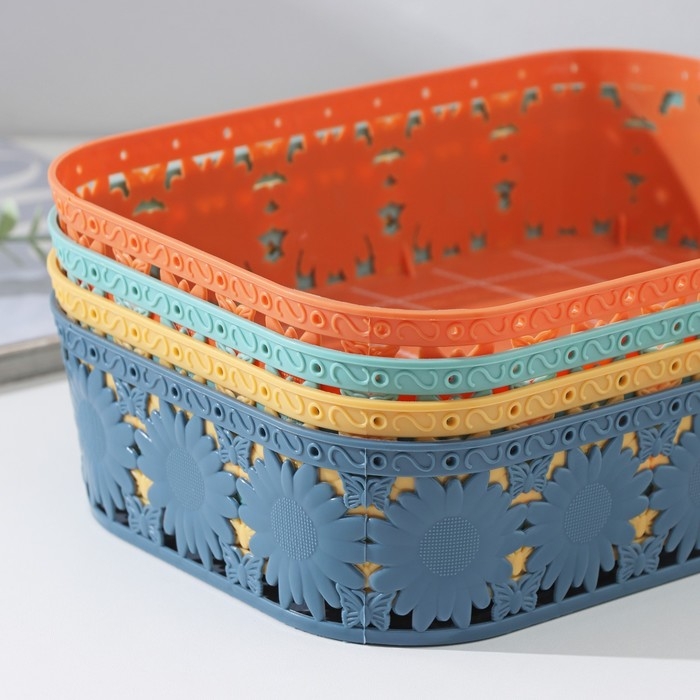 Корзина для хранения Доляна «Подсолнухи», пластик, 24×17×6 см, цвет МИКС Корзина для хранения Доляна «Подсолнухи», пластик, 24×17×6 см, цвет МИКС