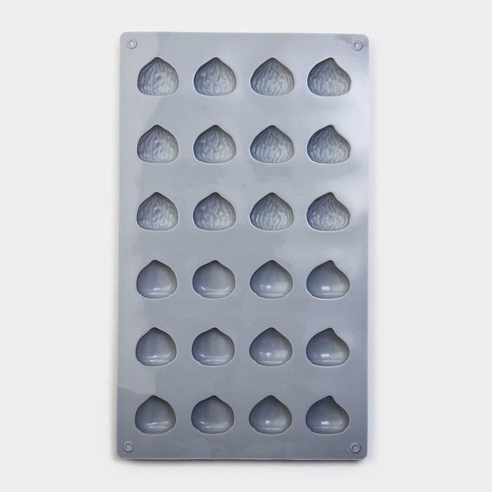 Форма для конфет и шоколада Доляна «Орешки», силикон, 30×17,5×1,5 см, 24 ячейки (3×2,6 см) , цвет серый Форма для конфет и шоколада Доляна «Орешки», силикон, 30×17,5×1,5 см, 24 ячейки (3×2,6 см) , цвет серый