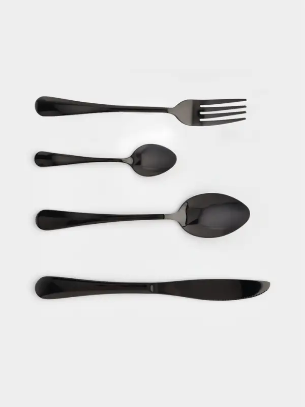 Столовые приборы Magistro, 24 предмета, на 6 персон, нержавеющая сталь, чёрные