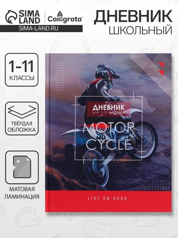 Дневник школьный для 1-11 классов, &laquo;Мотофристайл&raquo;, твёрдая обложка 7БЦ, матовая ламинация, 40 листов