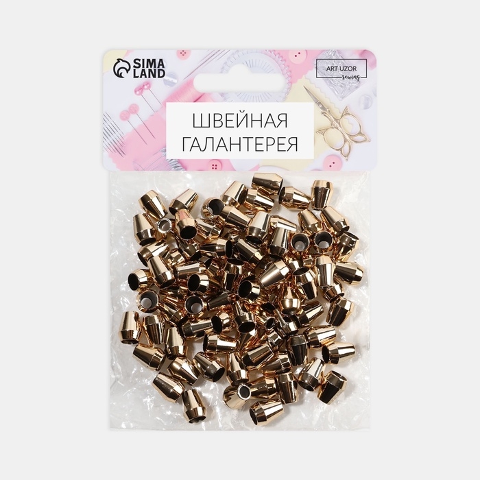 Наконечник для шнура, d = 4 мм, 13 × 10 мм, 100 шт, цвет золотой Наконечник для шнура, d = 4 мм, 13 × 10 мм, 100 шт, цвет золотой