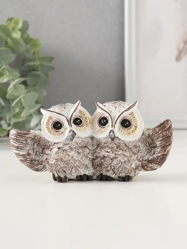 Фигурка полистоун &laquo;Совушки: объятия, с золотыми глазами&raquo;, 6.5&times;13&times;3.5 см