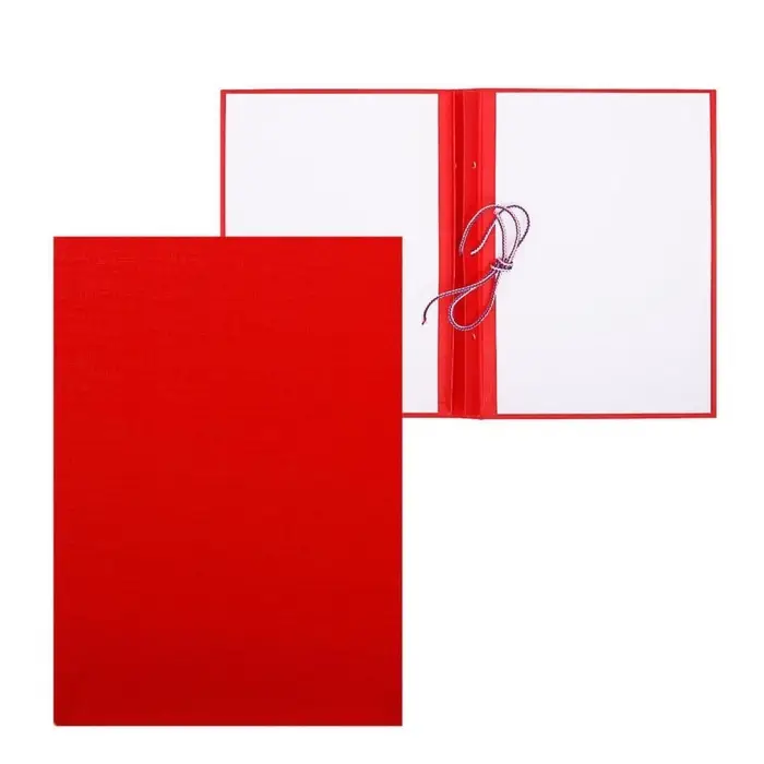 Папка для дипломных работ (без надписи) бумвинил, гребешки/сутаж, без бумаги, красная (вместимость до 150 листов)