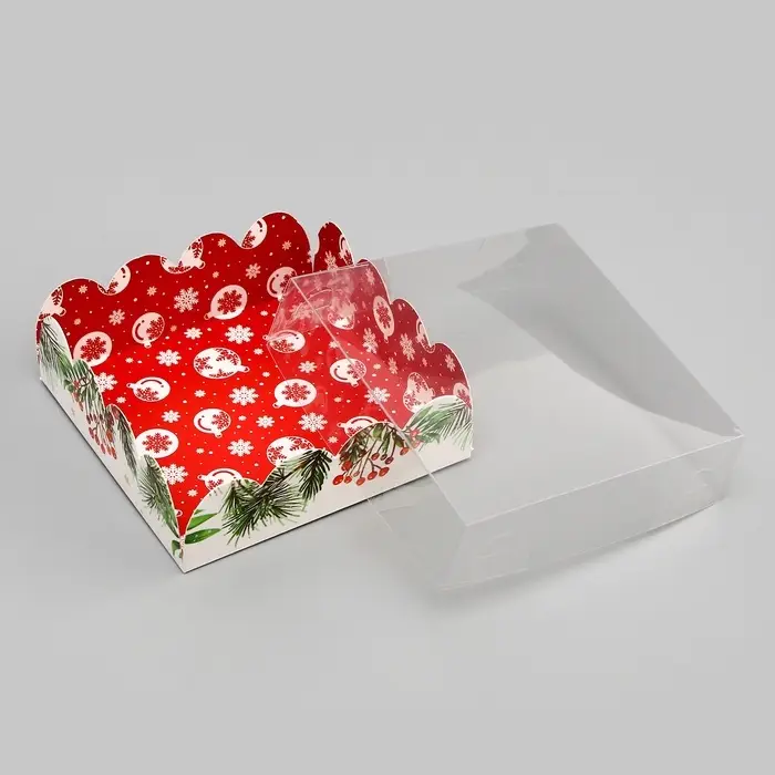 Коробка для печенья, «Сундучок с подарками», 9×9×3 см, Новый год Коробка для печенья, «Сундучок с подарками», 9×9×3 см, Новый год