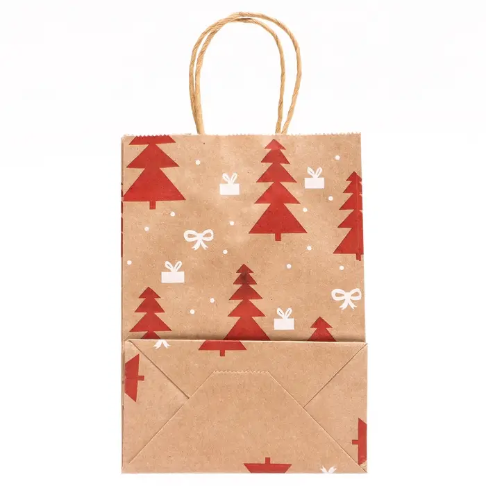 Пакет бумажный подарочный новогодний крафт «Ёлки» 15×21×8 см Пакет бумажный подарочный новогодний крафт «Ёлки» 15×21×8 см