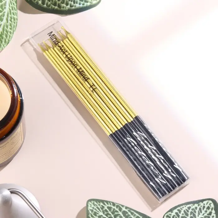 Свечи в торт &laquo;Праздник&raquo;, 6 шт., 14.5 см, золото с чёрным