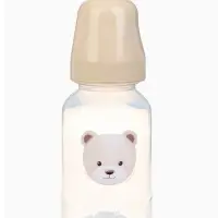 Бутылочка для кормления, новогодняя, Bear, 150 мл, цилиндр, бежевый Mum&Baby