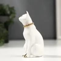 Фигурка керамика &laquo;Белая кошечка с ожерельем&raquo;, с золотом, стразы, 9.5 см