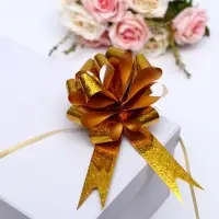 Подарочный бант - шар №3 голография, жёлтый, для упаковки подарков