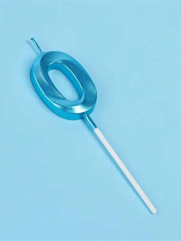 Свеча в торт на шпажке &laquo;Грань&raquo;, цифра 0, голубая, 5 см