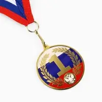 Медаль с уф-печатью &laquo;1 место&raquo;, диам. 5 см, золотая, с лентой