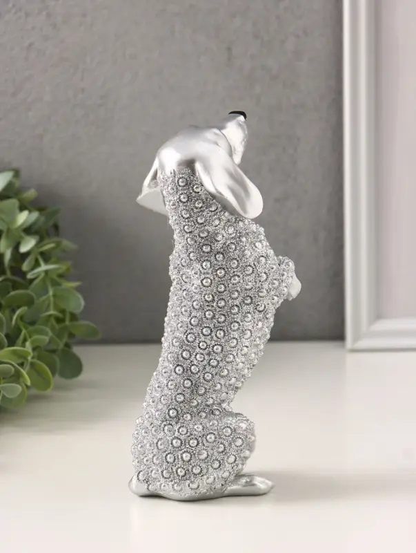 Фигура полистоун &laquo;Серебряная такса&raquo;, бисерный, 8.5&times;7&times;20 см