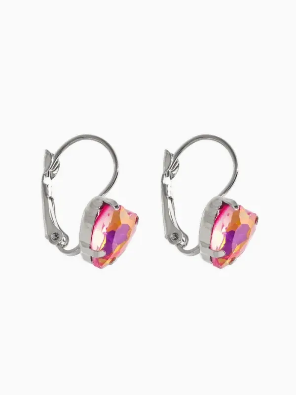 Серьги &laquo;Сердечки лунные&raquo;, малиновые в серебре