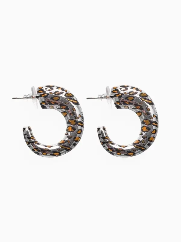 Серьги пластик &laquo;Леопард&raquo;, цвет серебро